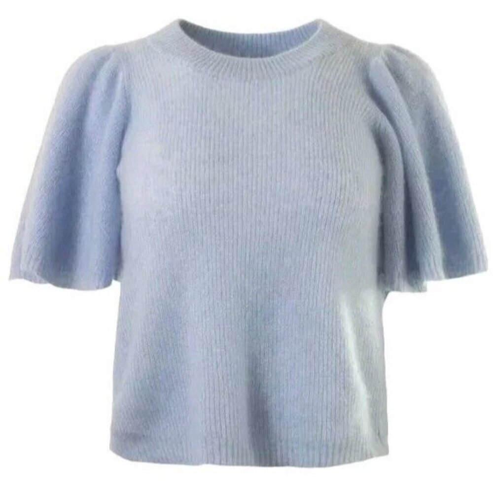 Nwt Autumn Cashmere Blue Blossom Shaker Flare Sleeve Sweater Top Sz Large